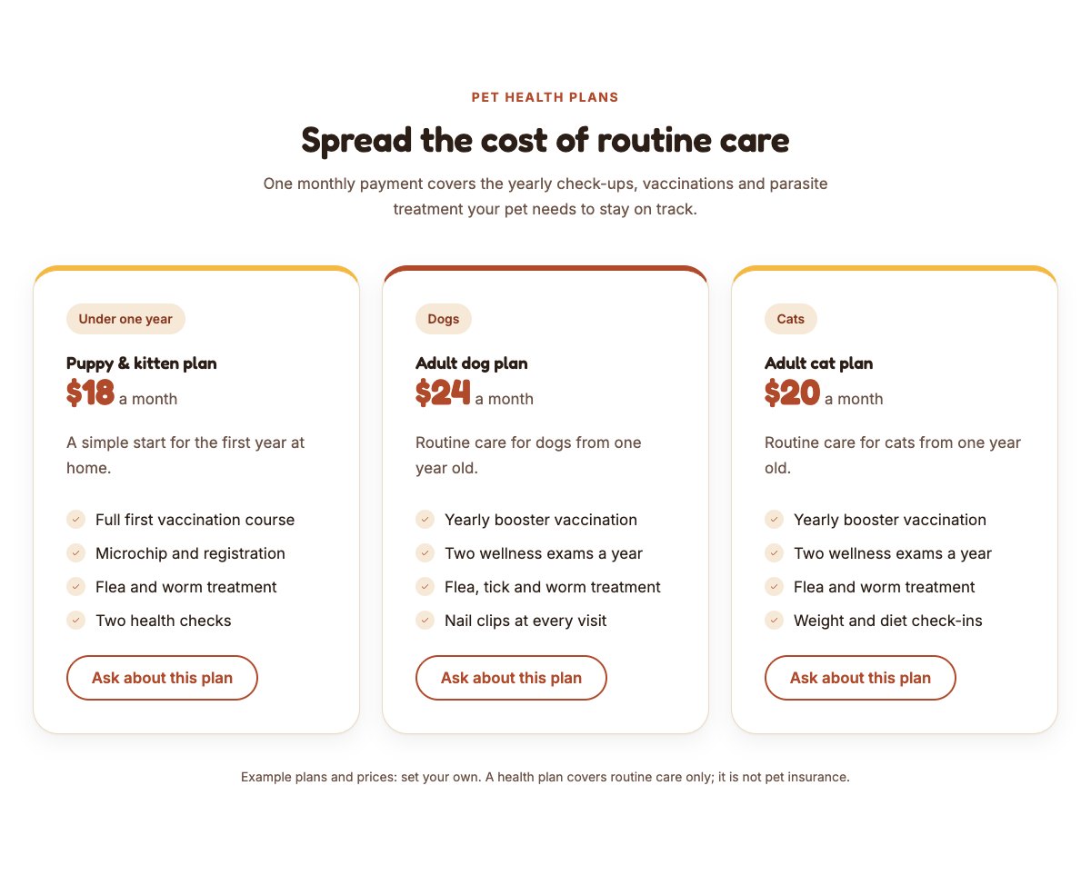 Pet health plans
