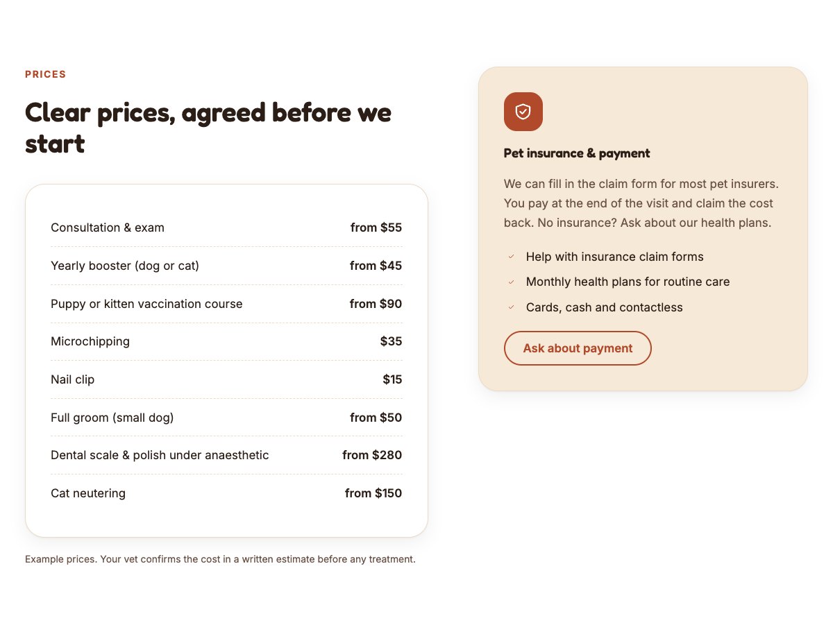 Price list and payment