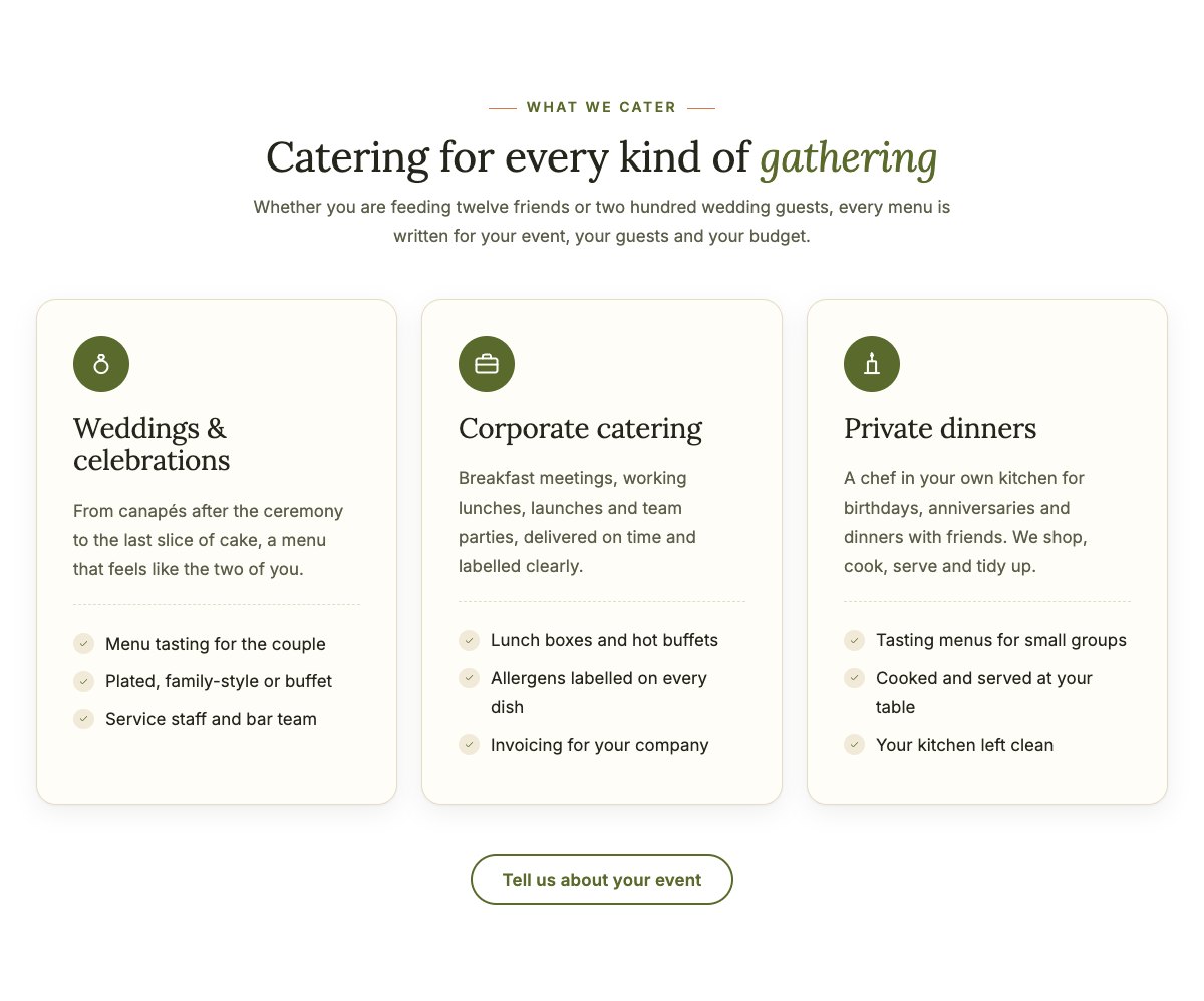 Weddings, corporate and private dinners