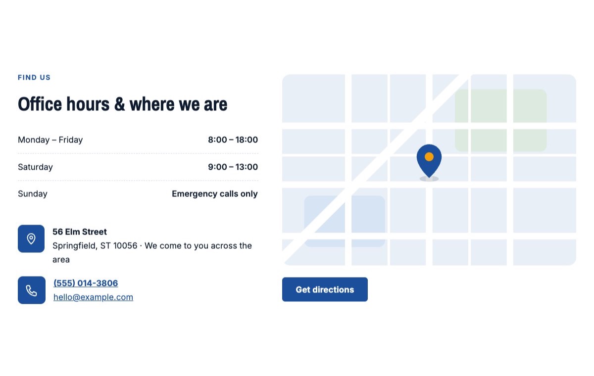 Office hours and map