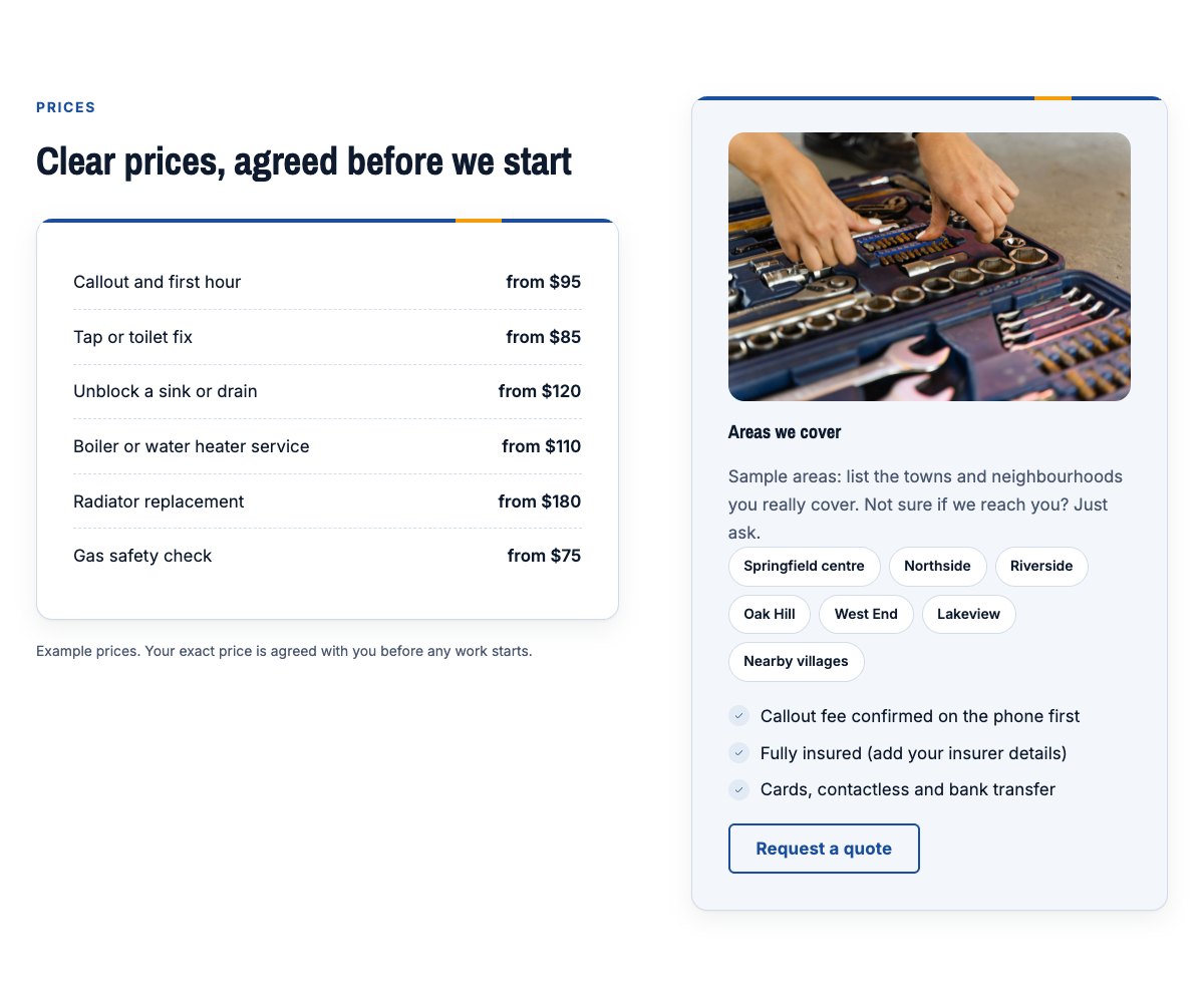 Prices and areas served