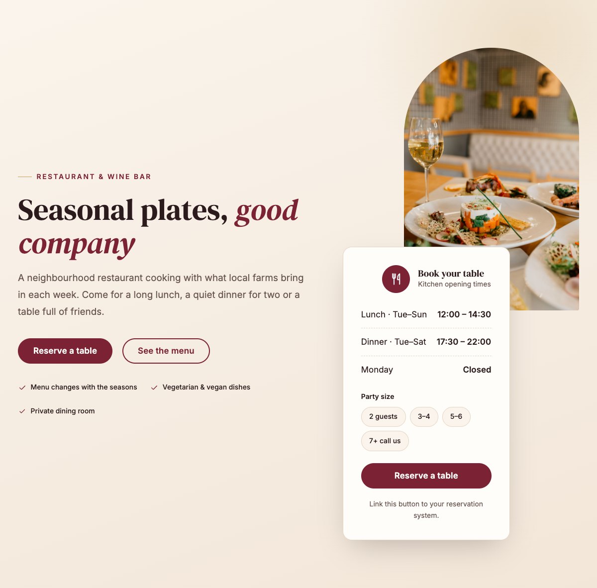 Hero with reservation card
