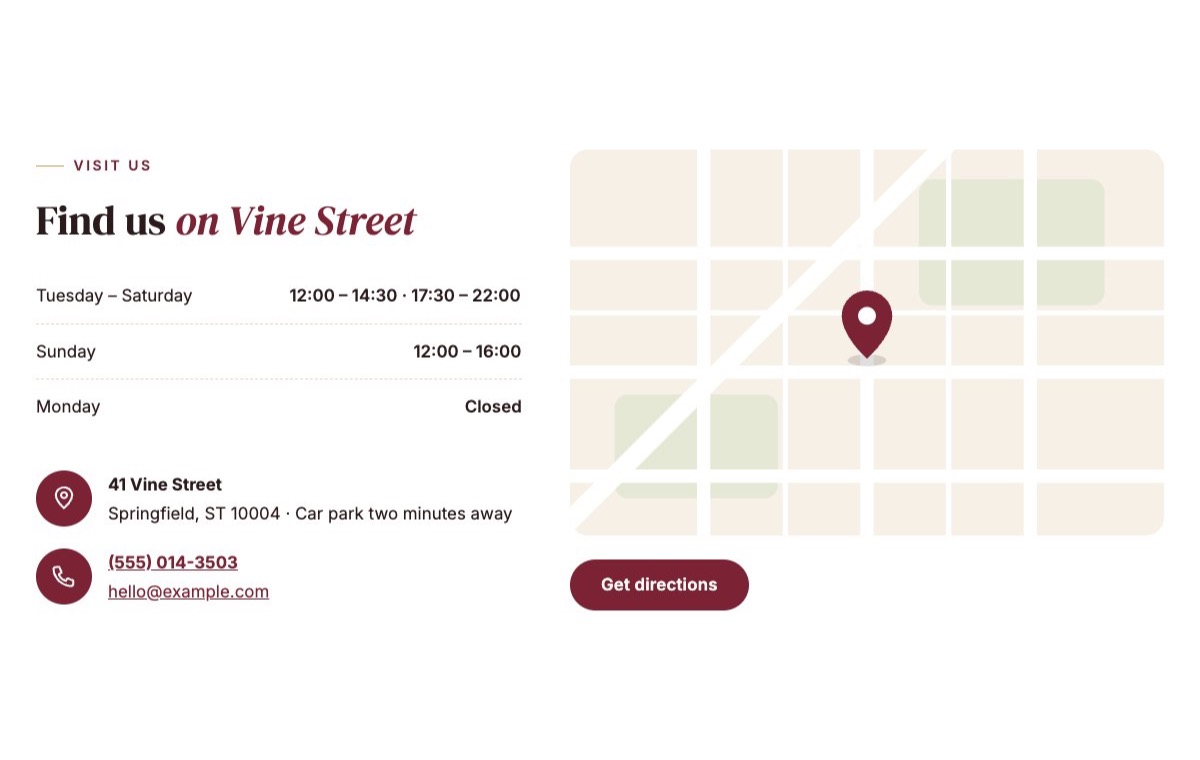 Kitchen hours and map
