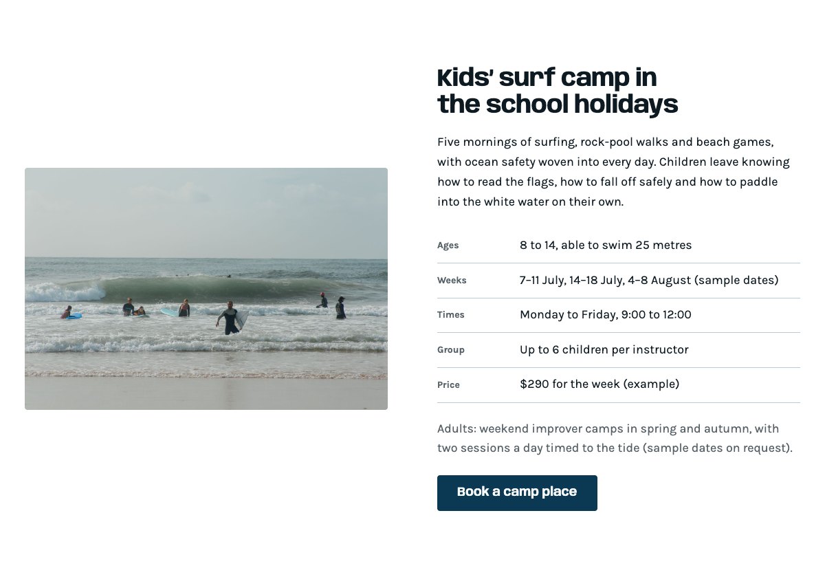 Kids’ surf camp