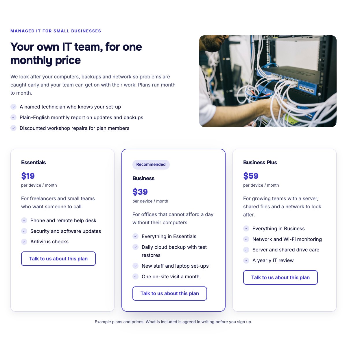 Managed IT plans