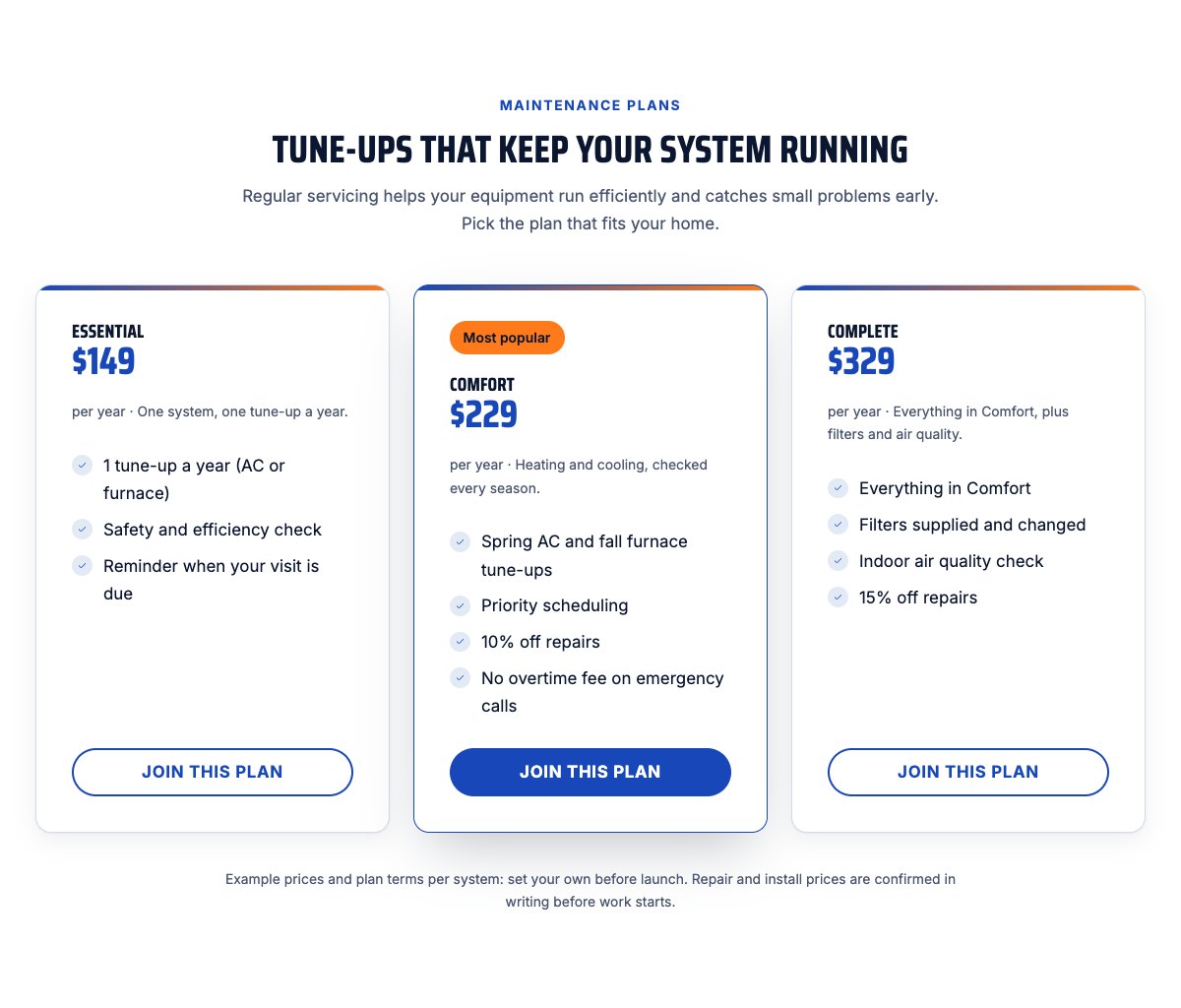 Maintenance plans