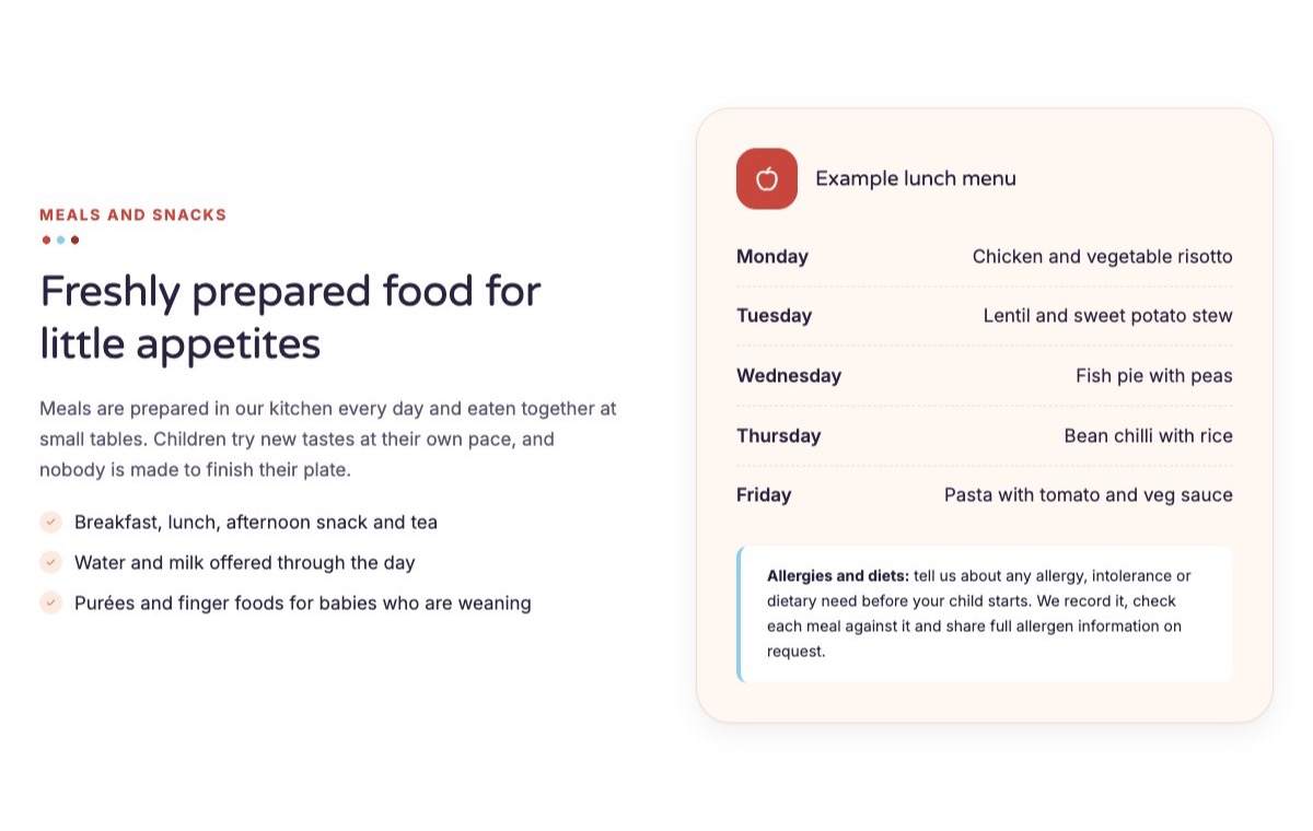 Meals and snacks