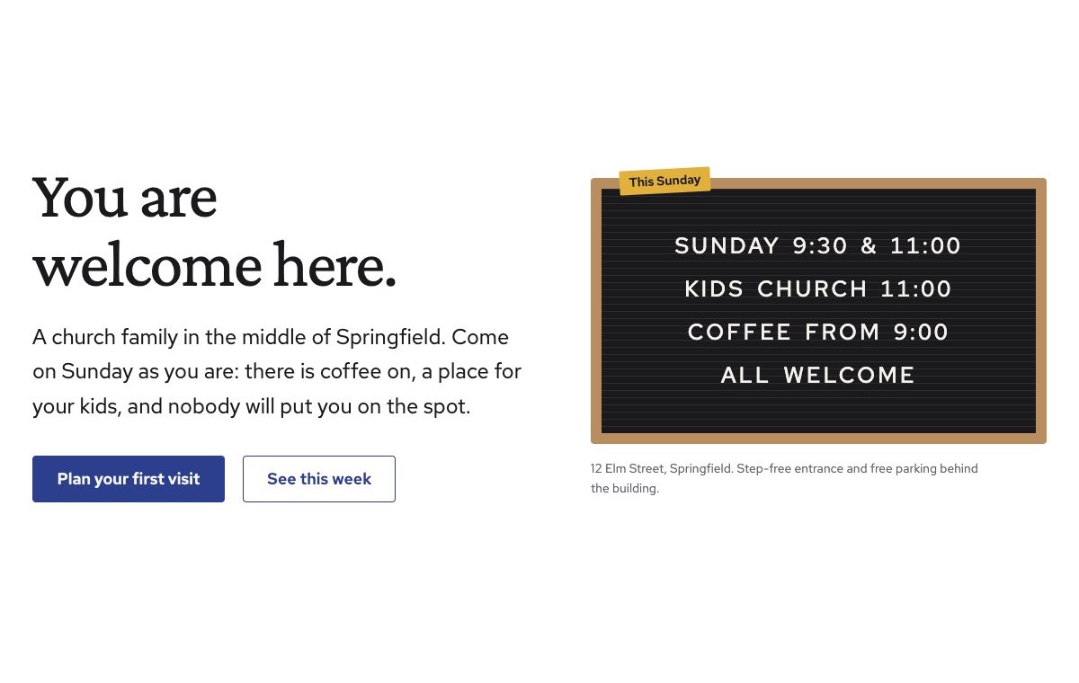 LT Vespera letterboard hero with this Sunday's gathering times