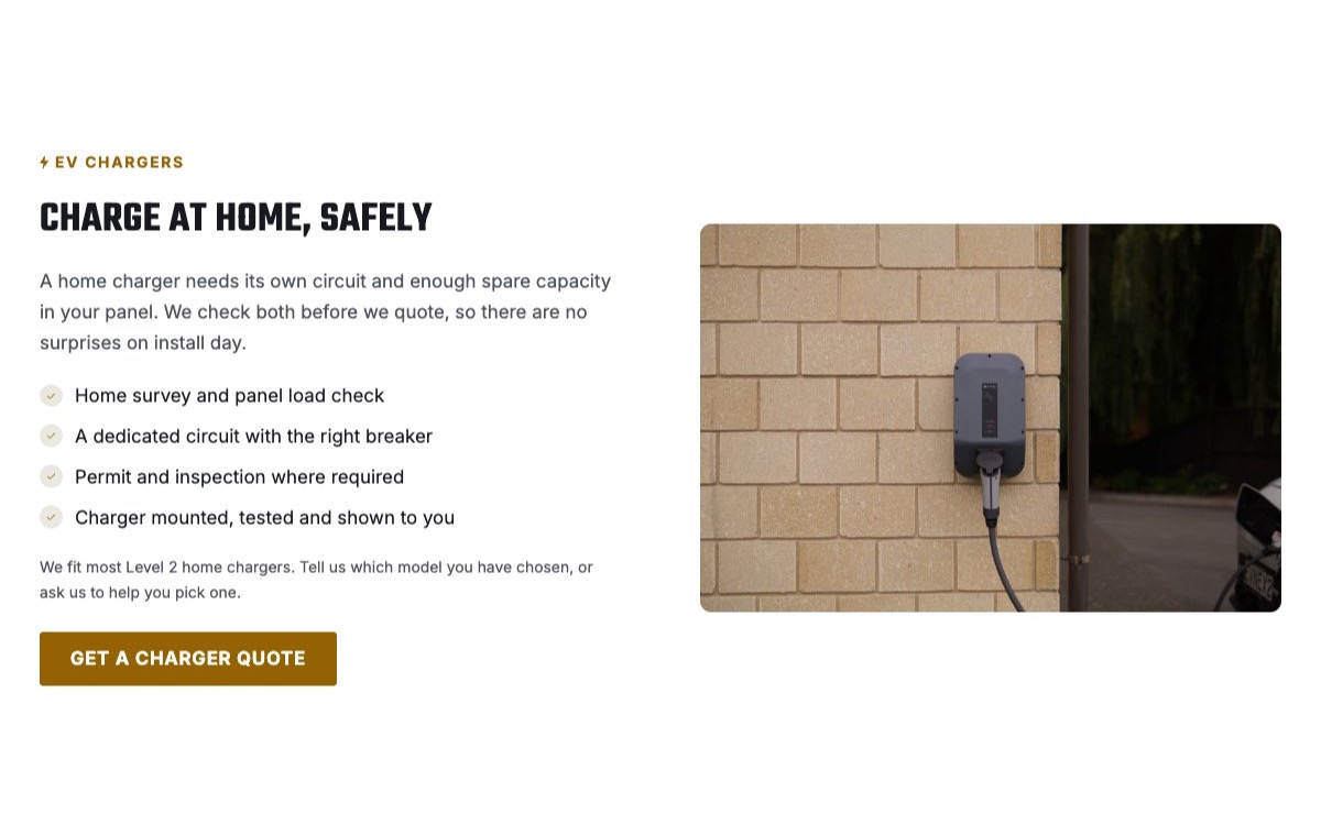EV charger installation