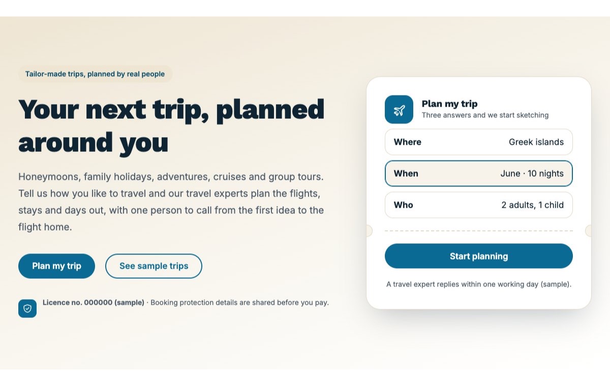 Hero with plan my trip card