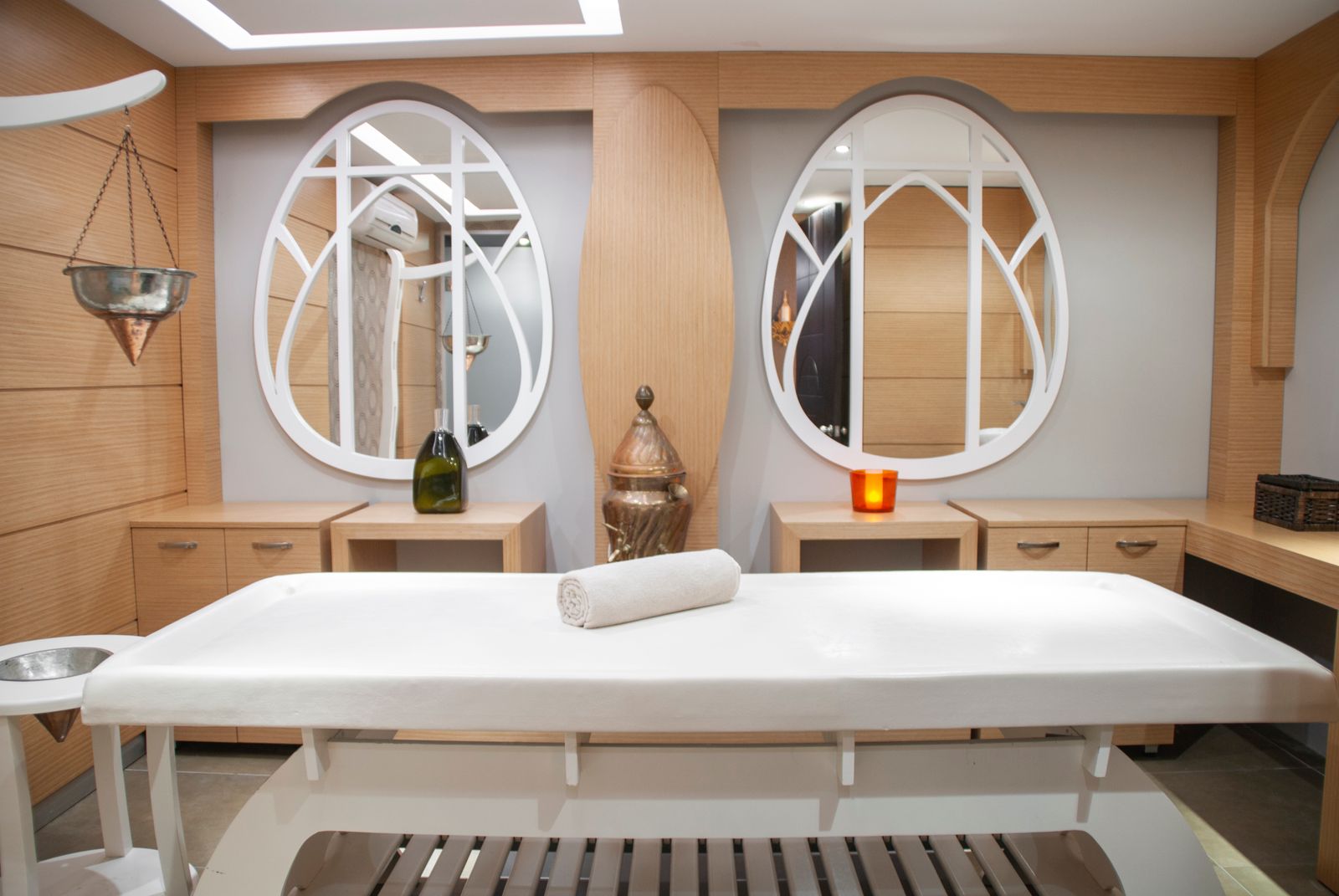 A calm treatment room at the spa