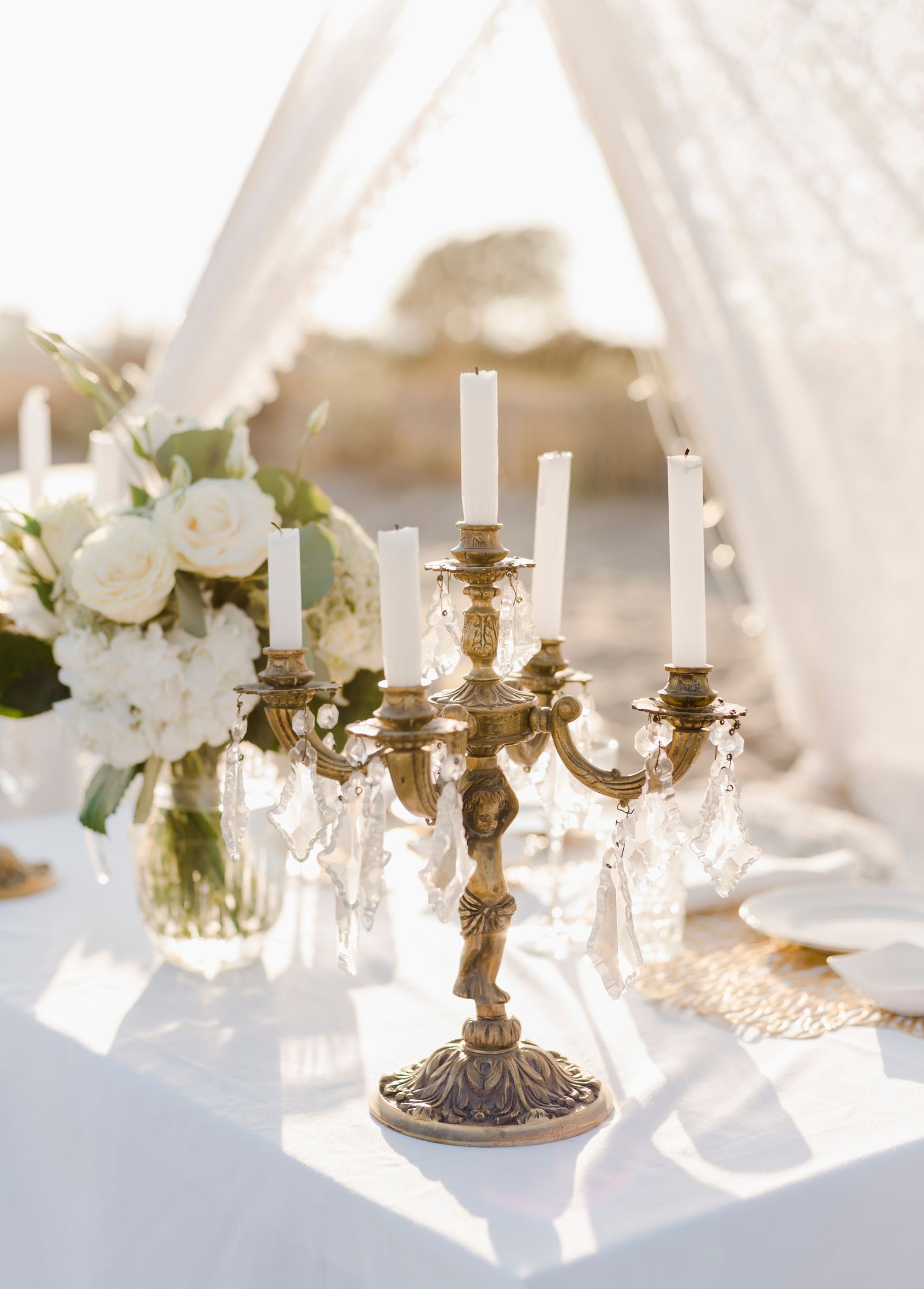 Candlelit centrepieces