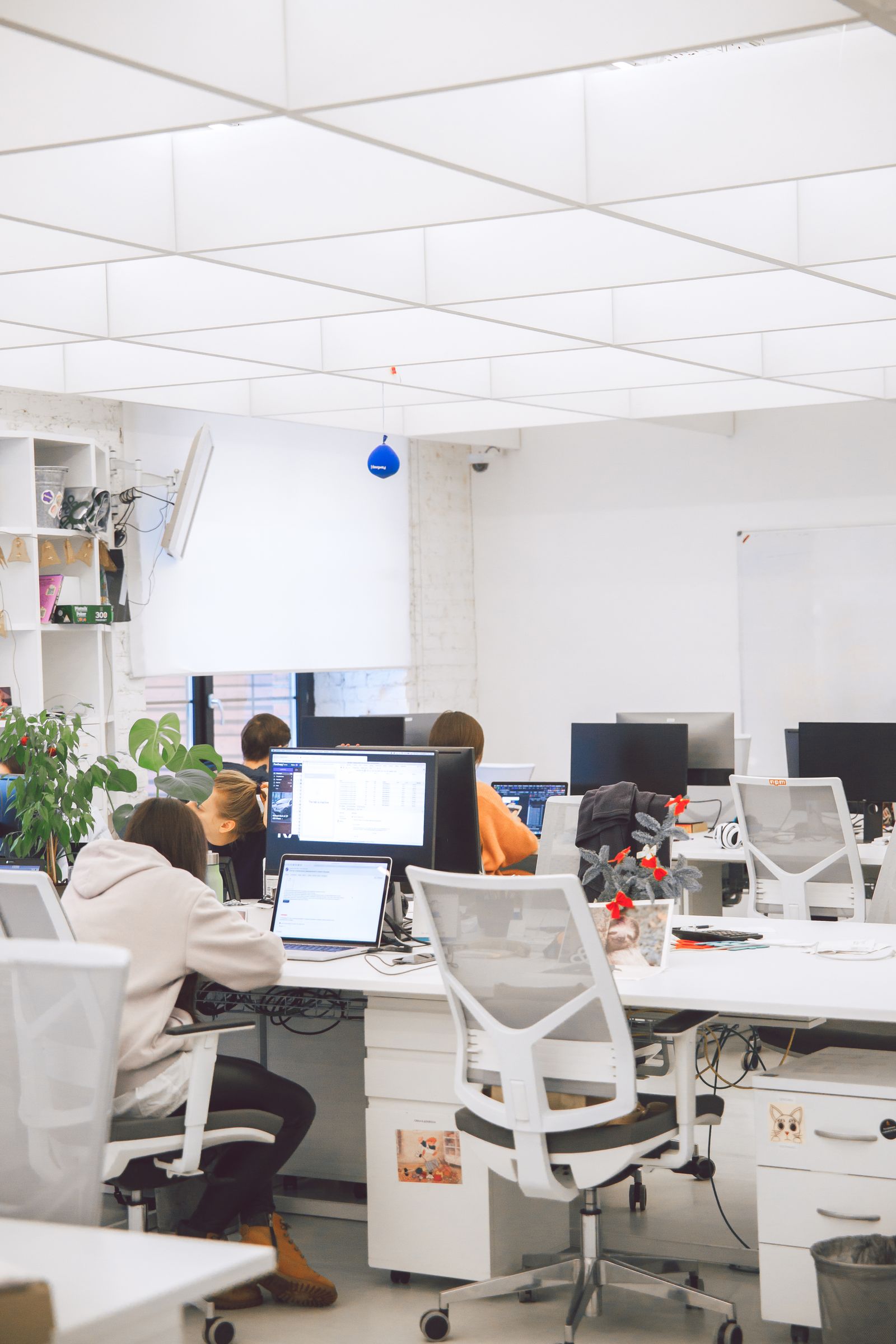 Dedicated desks by the window