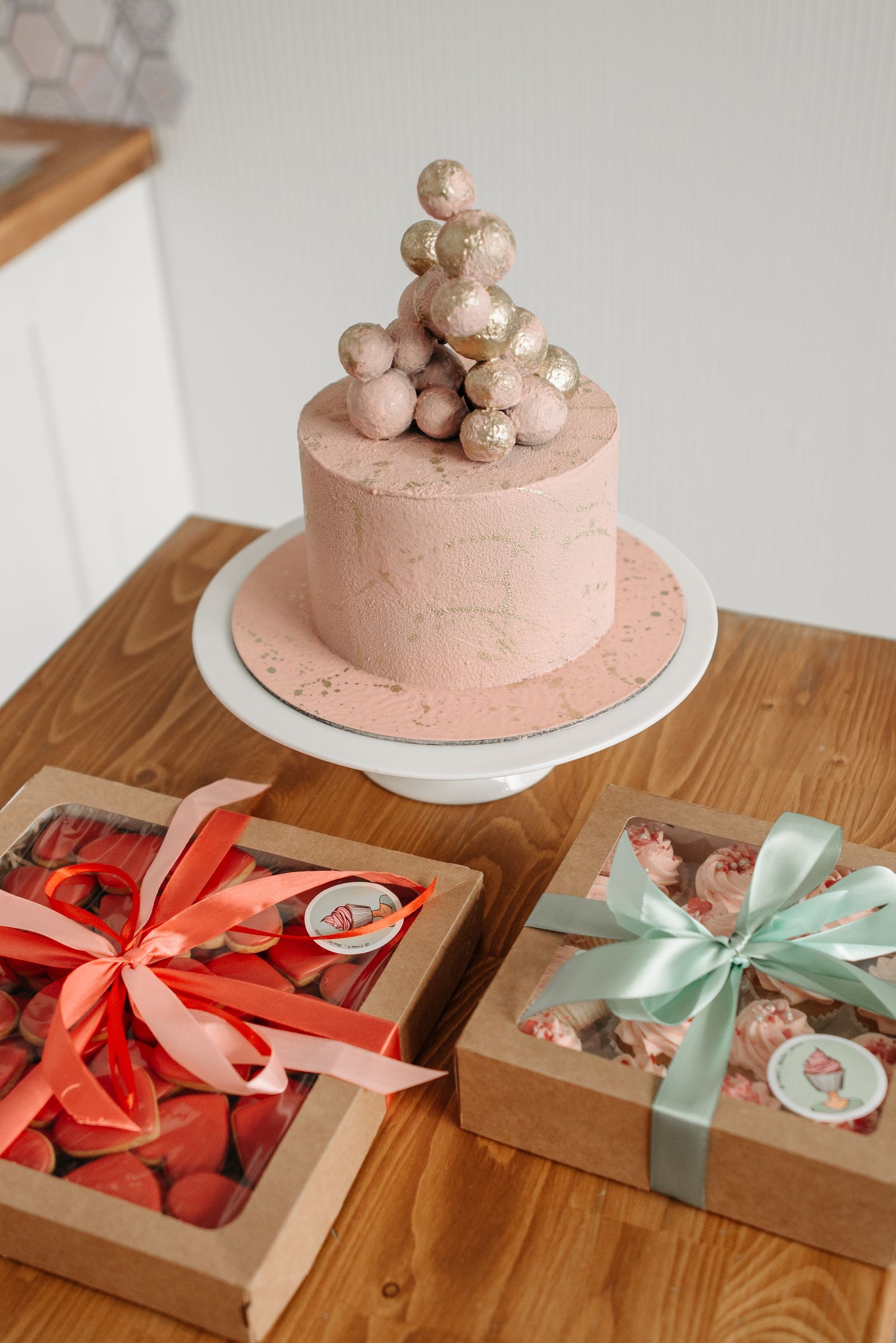 Pink buttercream birthday cake