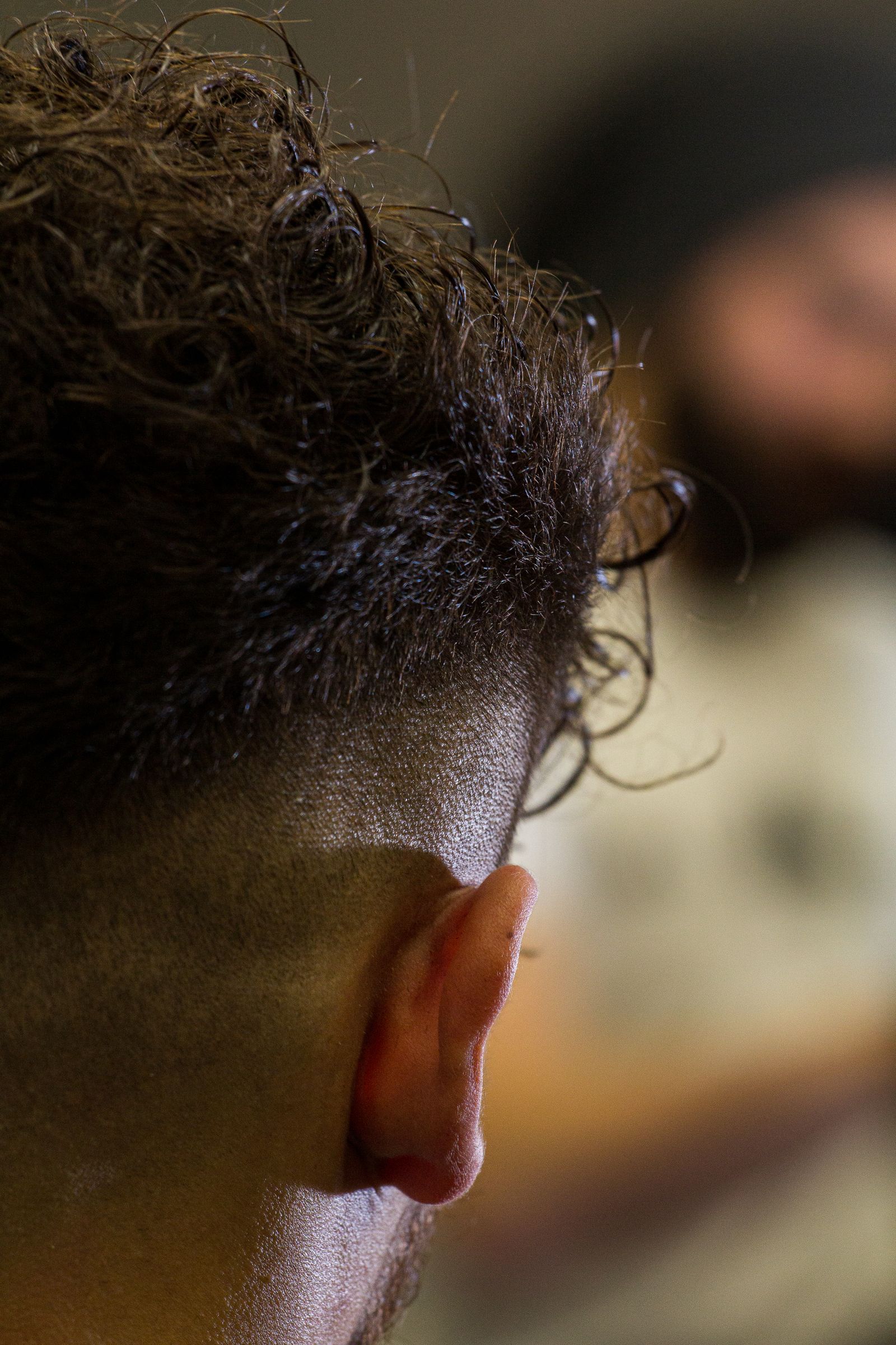 A skin fade haircut seen from behind