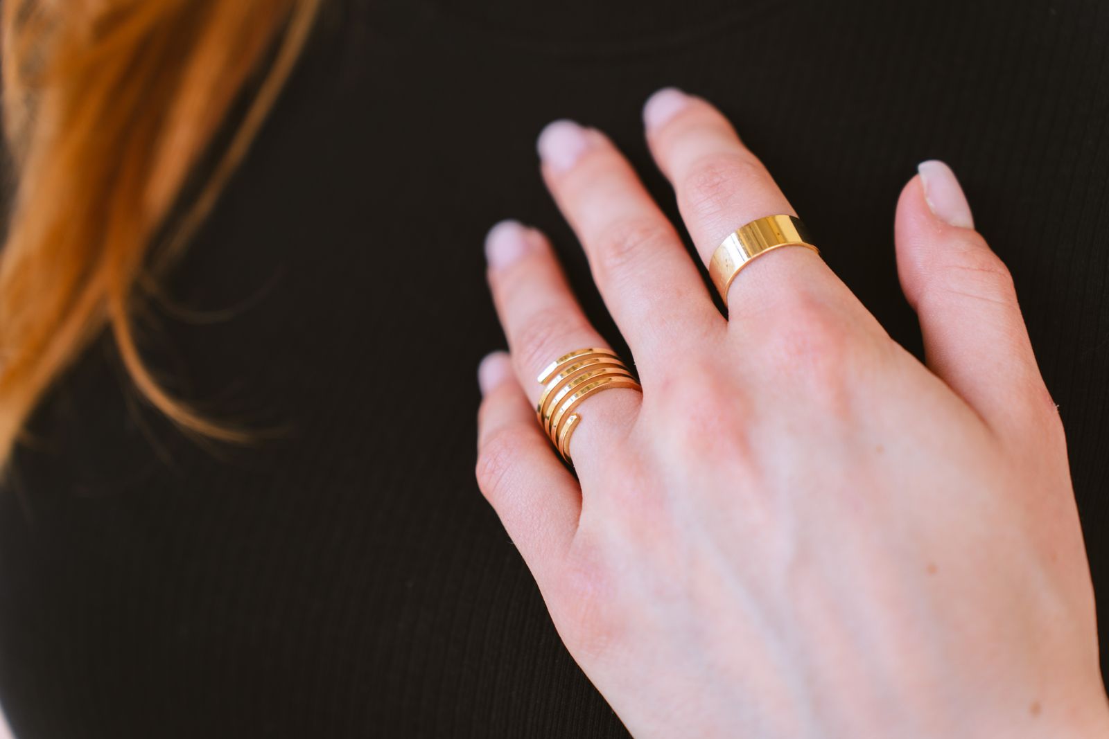 Stacked gold bands