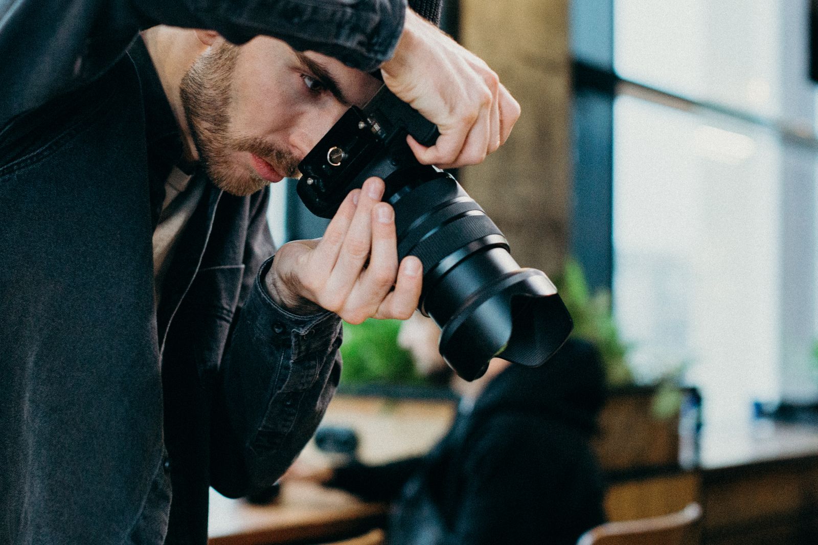 The photographer with a camera in the studio