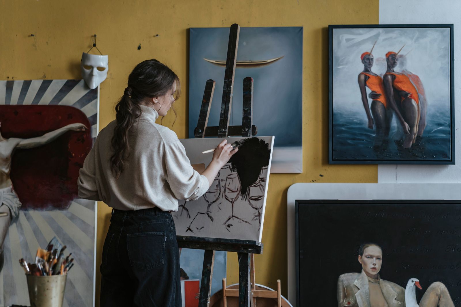 An artist at work in the studio