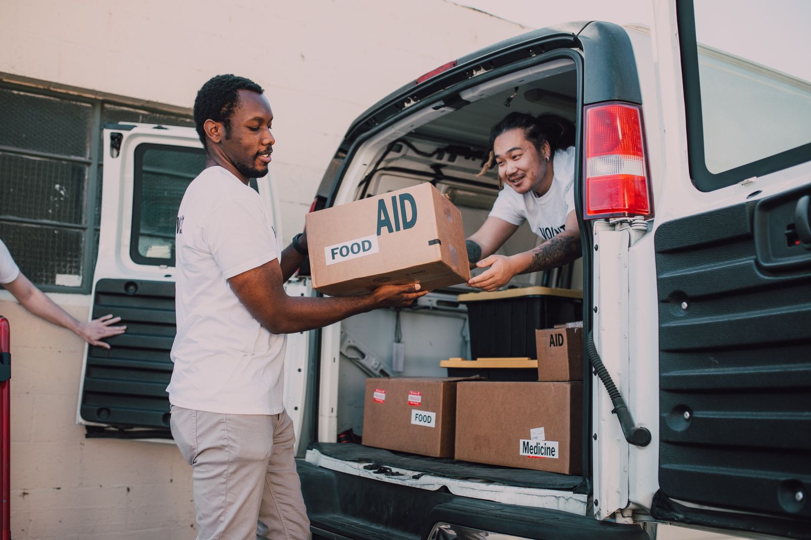 Our delivery van with food boxes ready to load