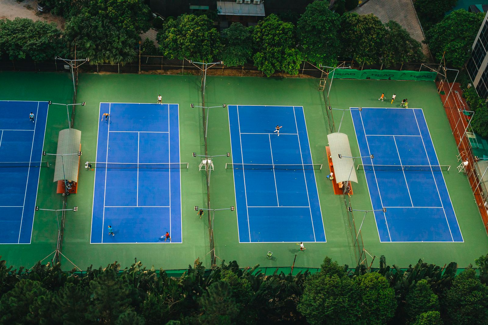 Tennis courts seen from above